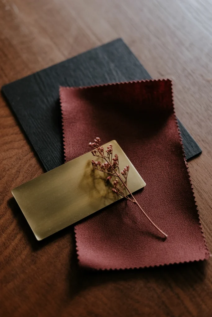 Whimsigoth color palette swatches showing black, forest green, and burgundy
