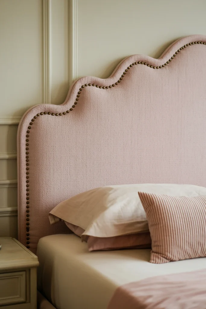Scalloped headboard in a whimsical bedroom