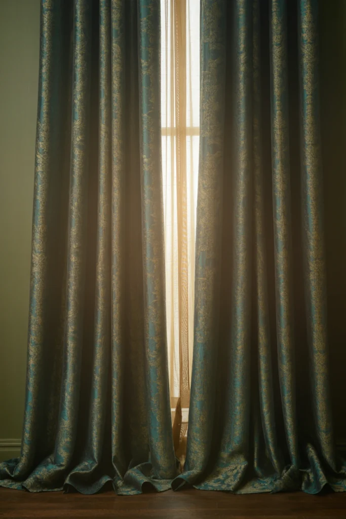 Hang Floor-Length Curtains in Heavy Damask