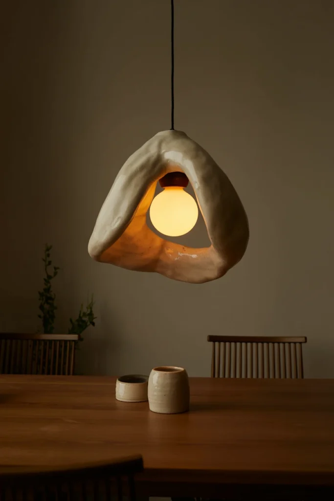 Sculptural ceramic pendant light as a whimsical room's focal point