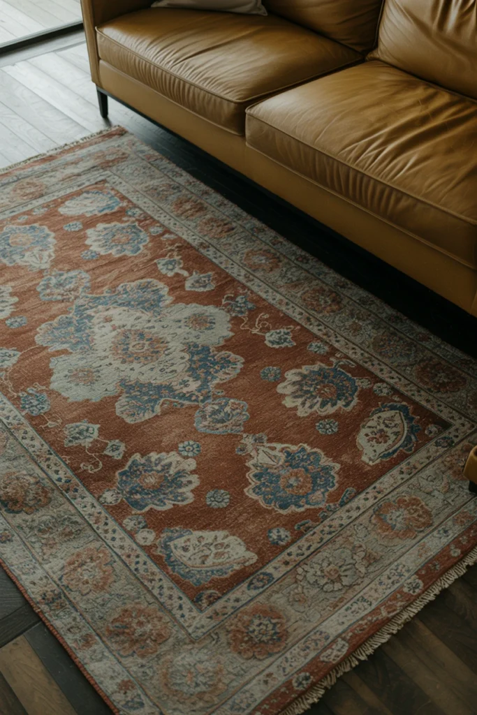 Add a Vintage Rug With Faded, Muted Pattern