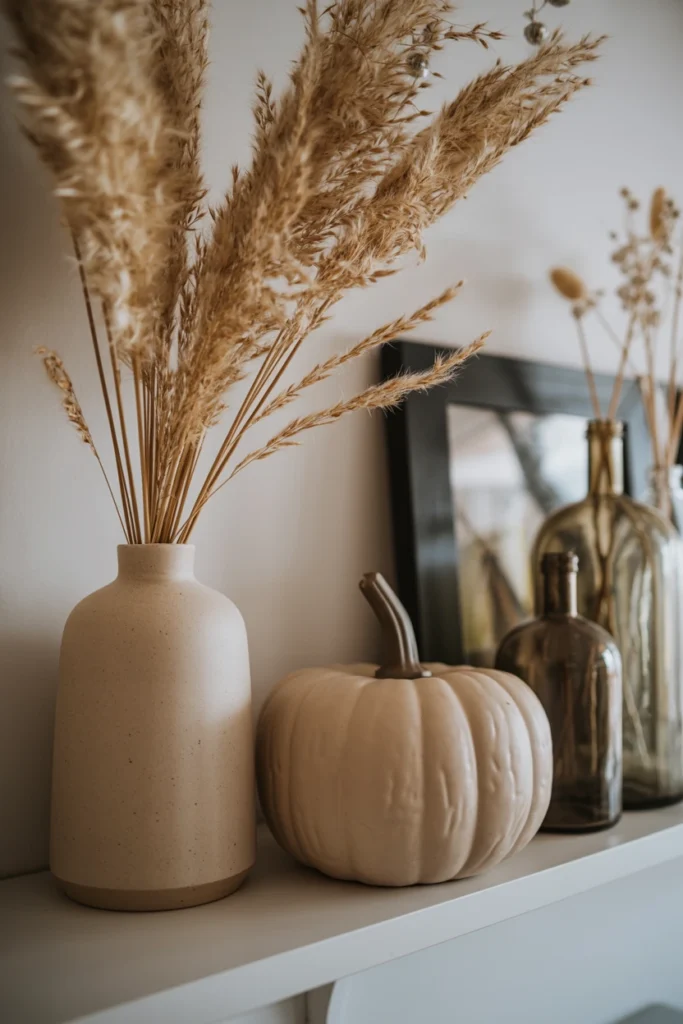 Mix Natural and Faux Textures on Open Shelves