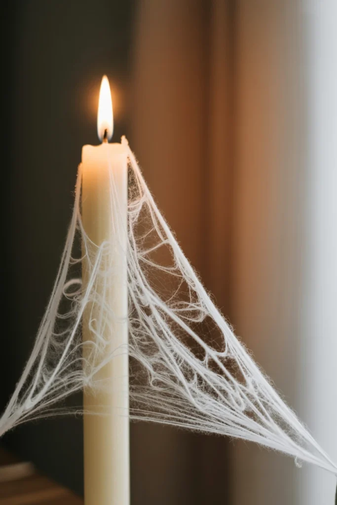 Scatter Faux Cobwebs Sparingly Across the Runner