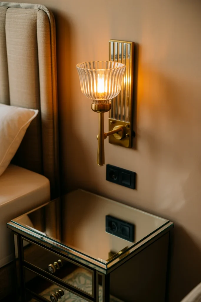 Mount Brass Sconces on Either Side of the Bed