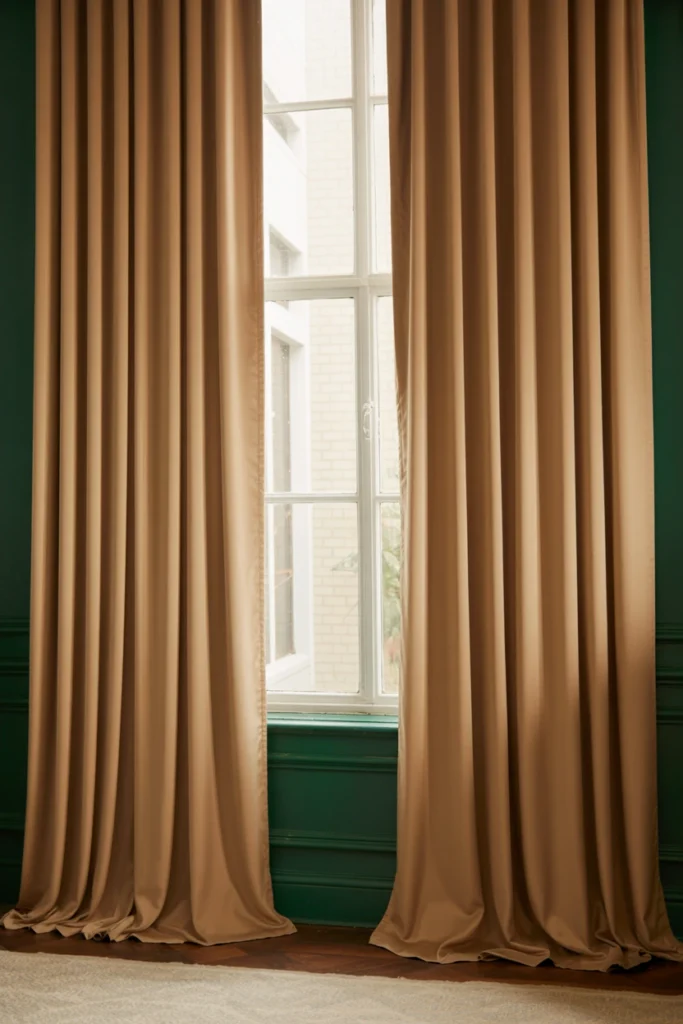 Hang Floor-Length Curtains in a Complementary Fabric