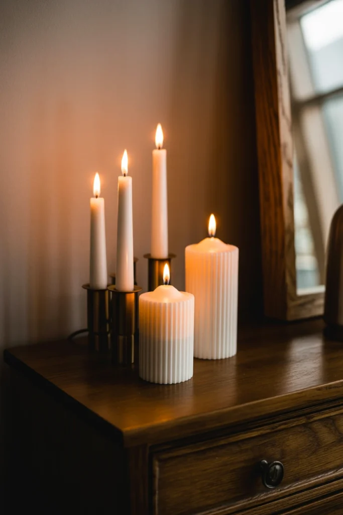 Place Flame-Effect Candles Along Dressers and Shelves