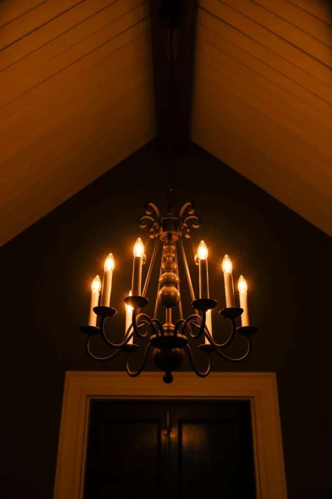  Install a wrought-iron chandelier as the room's focal point