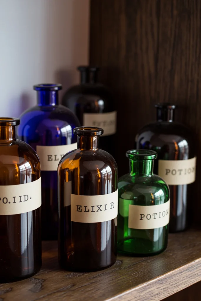 Style a Vintage Apothecary Bottle Display