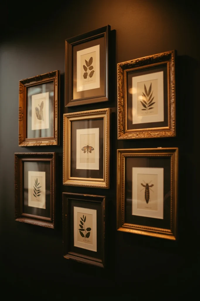 Group Antique Frames in an Asymmetrical Gallery Wall