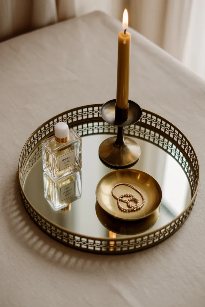 Group Vintage Perfume Bottles and Trinket Trays