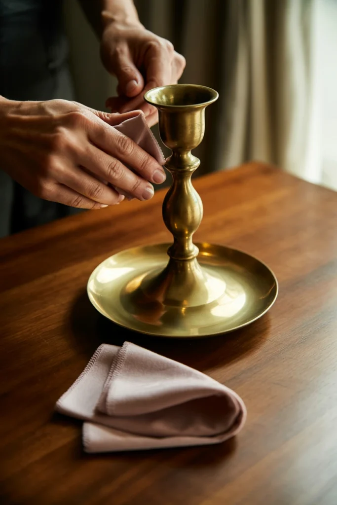 Establish a Light Dusting and Polishing Routine for Brass and Wood