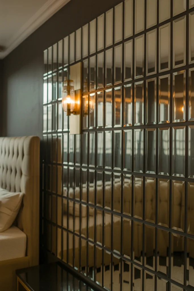 Establish a Mirrored or Metallic Focal Wall