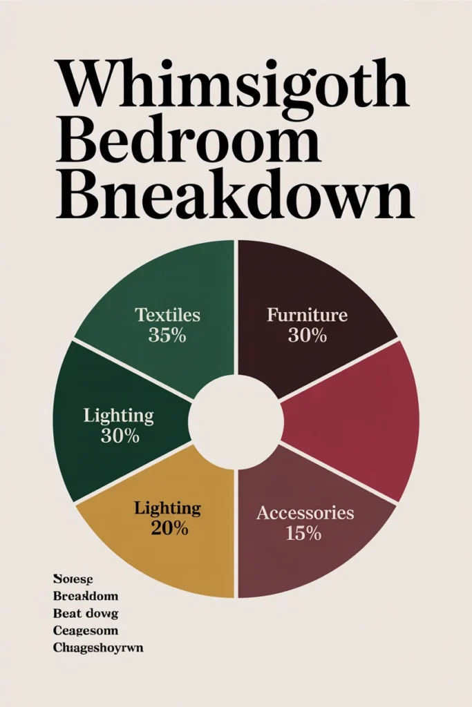 Budget breakdown chart for whimsigoth bedroom categories