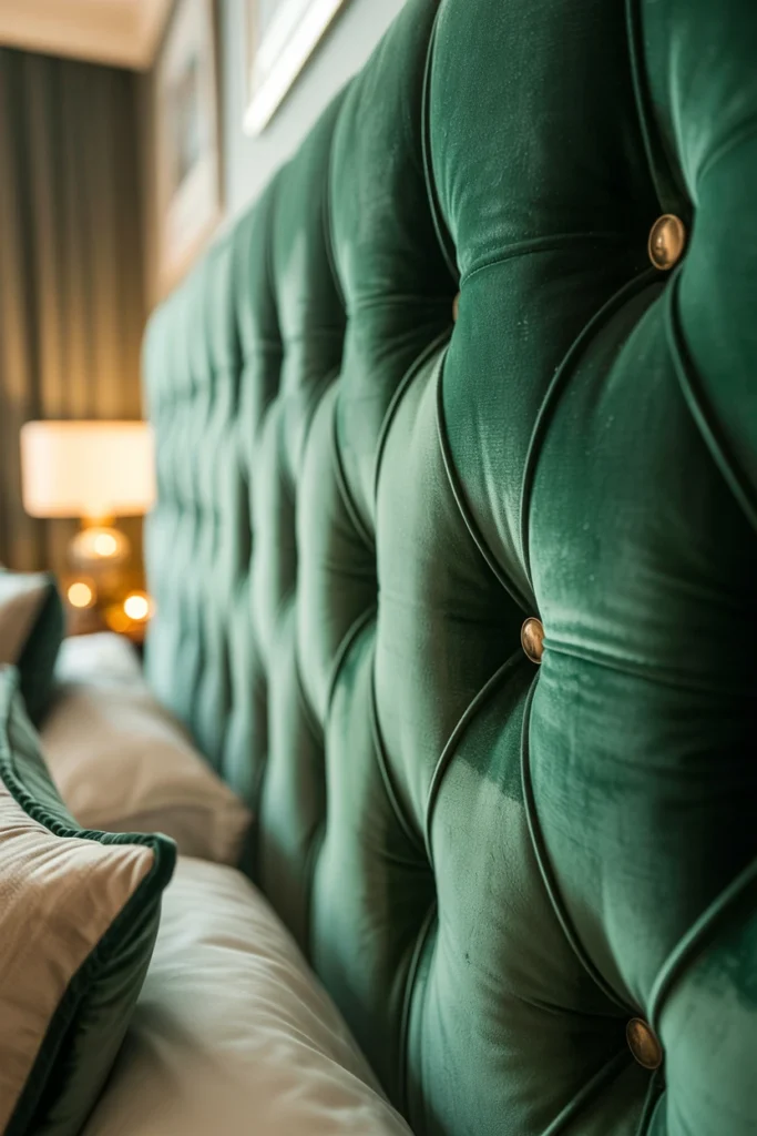 Anchor the Room with a Tufted Velvet Headboard