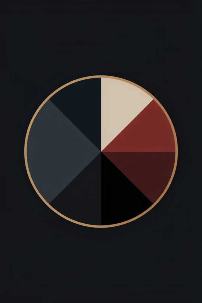 Color ratio wheel showing 60-30-10 gothic bedroom palette