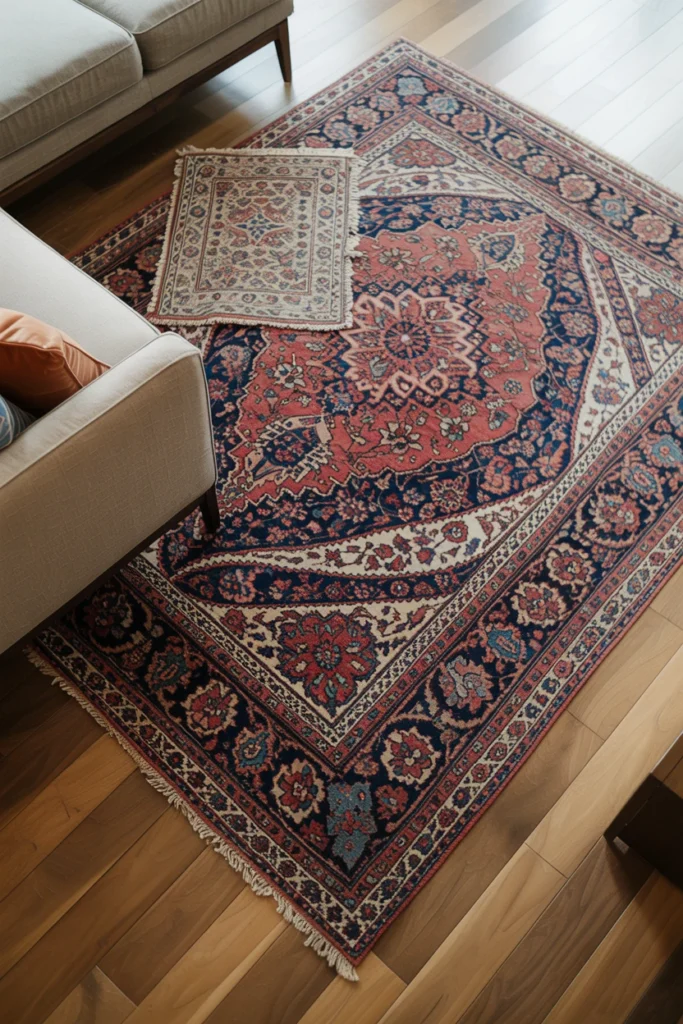 Layer a Vintage or Vintage-Style Area Rug