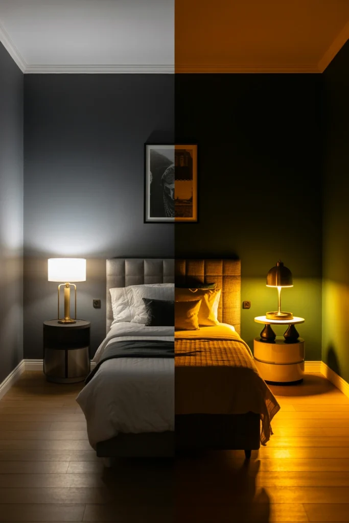 Use warm bulbs only — 2700K or lower