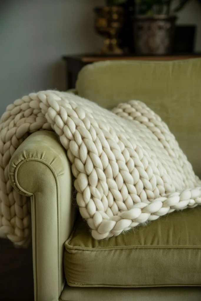 Add a Chunky Knit or Crochet Throw