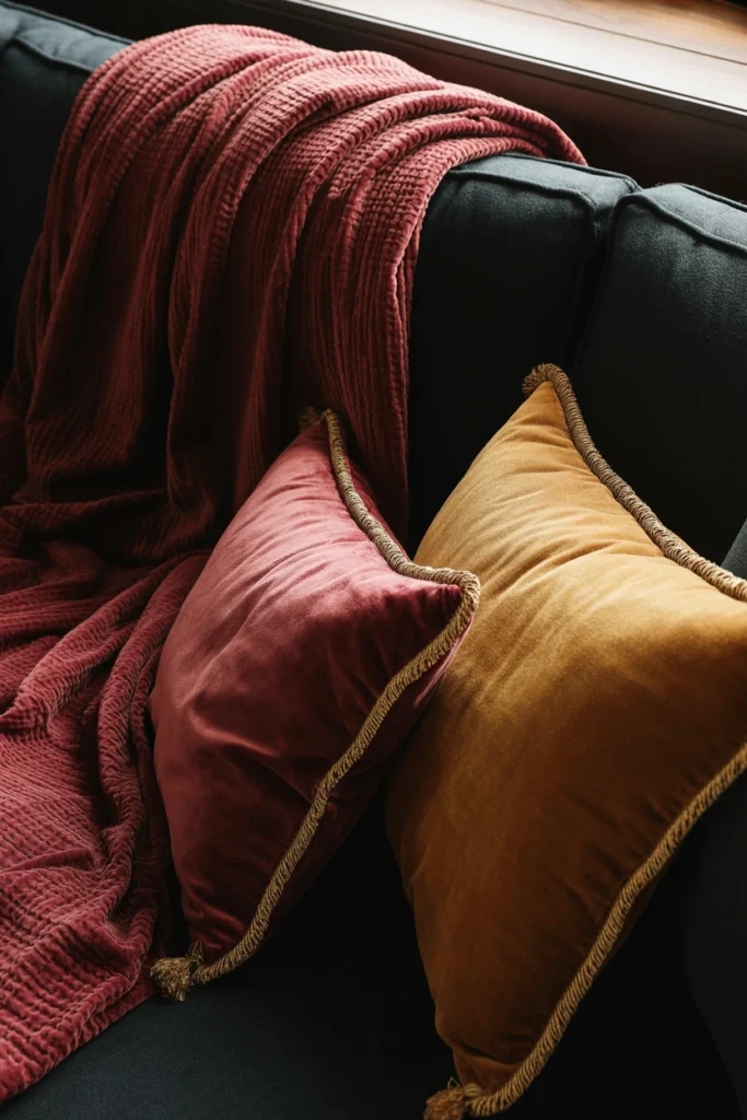Layer Velvet and Linen Textiles on Seating
