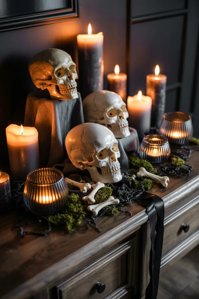 Group Candles and Skulls Into a Spooky Vignette