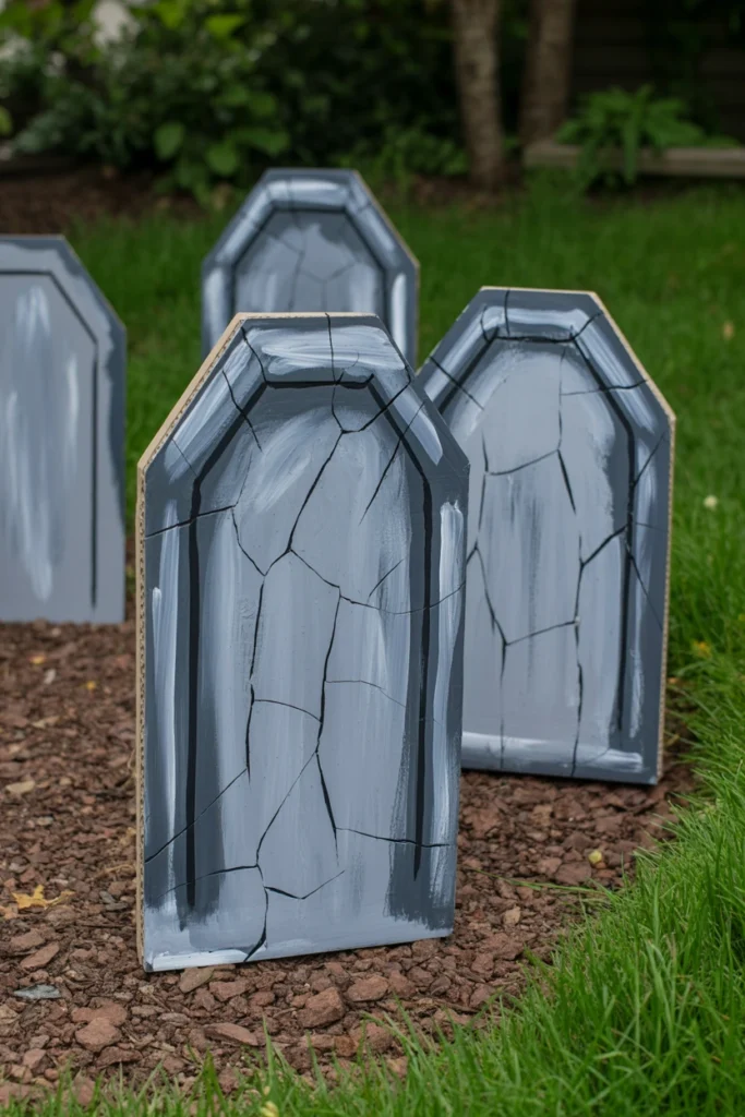 Repurpose Cardboard Boxes Into Tombstone Shapes