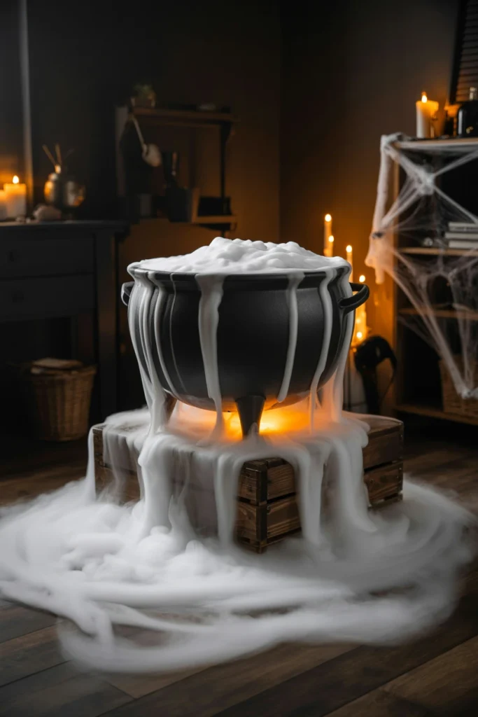 Create a Fog Effect Using Dry Ice in a Cauldron