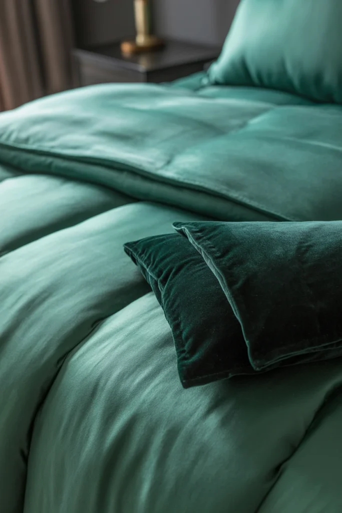 Dress the bed in velvet, silk, or satin bedding