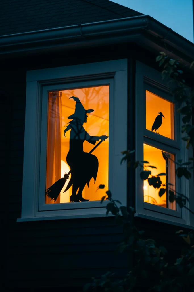 Place Silhouette Cutouts in Lit Windows for Instant Drama