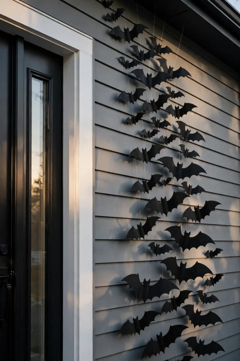 5. Hang Paper Bat Silhouettes in Staggered Clusters