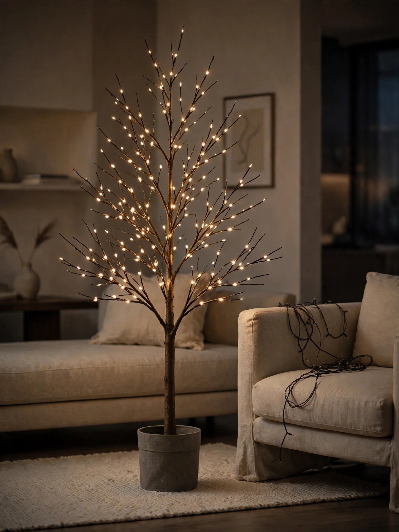 Christmas tree with lights installed before any ornaments