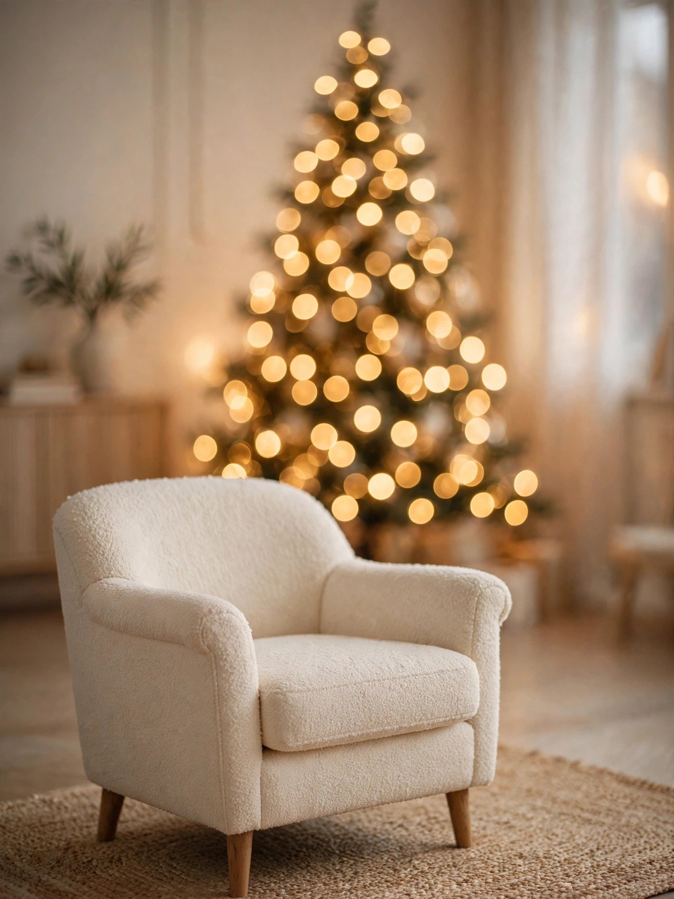 Decorated Christmas tree viewed from eight feet to check balance